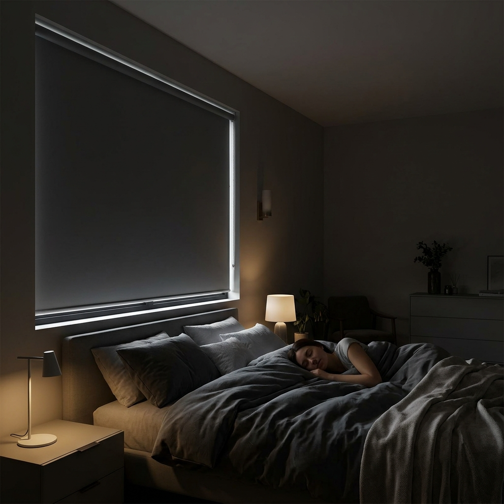 Blackout roller blinds in Bedfordshire home
