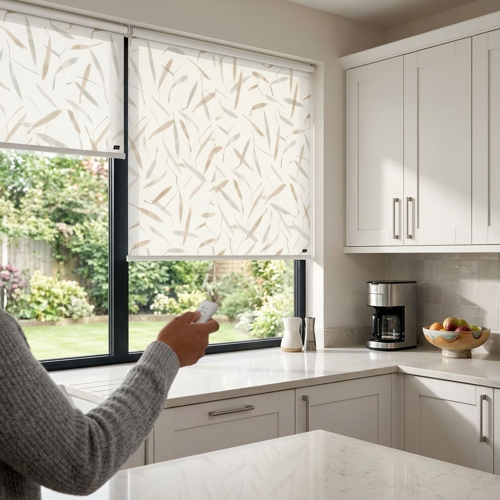stylish roller blind in Bedfordshire kitchen